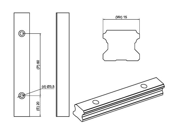 GUIA LINEAR PERFIL BAIXO 15MM