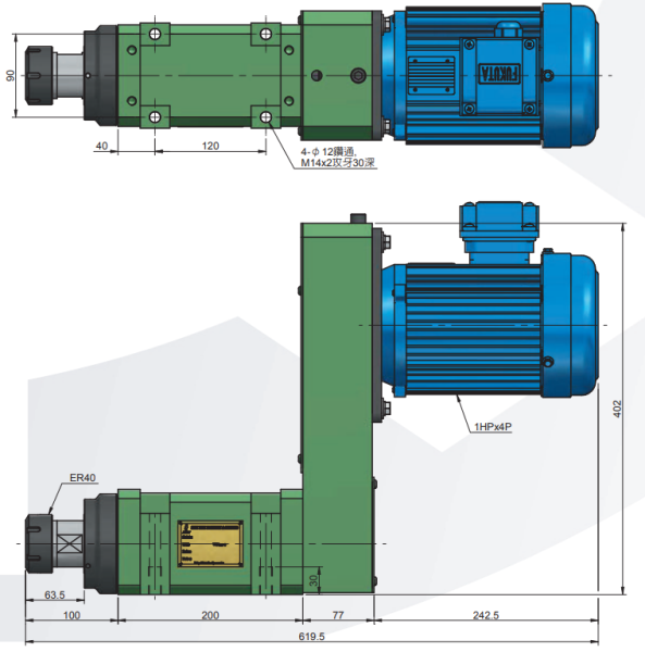 CABEÇOTE SPINDLE S45 - 4000RPM - ER40