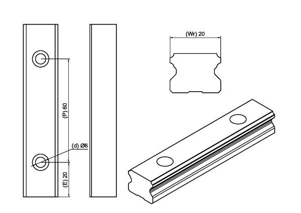 GUIA LINEAR PERFIL BAIXO 20MM