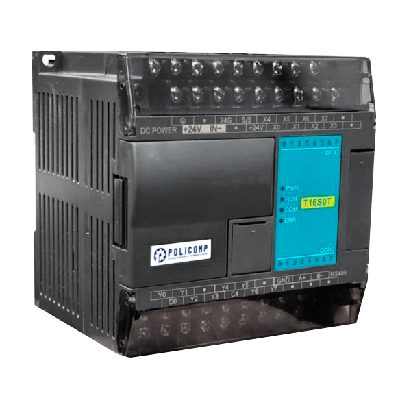 T16S0T CLP 24VDC; 8 ENTRADAS; 8 SAÍDAS TRANSISTOR; 2 SAÍDAS DE 200KHZ
