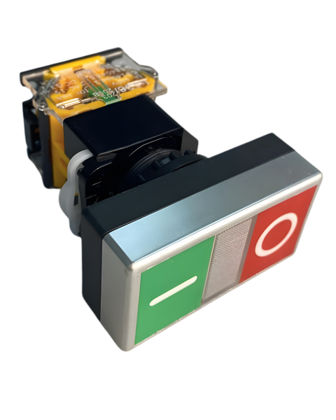 BOTÃO COMANDO DUPLO COM LED LIGA/DESLIGA PULSADOR 22M